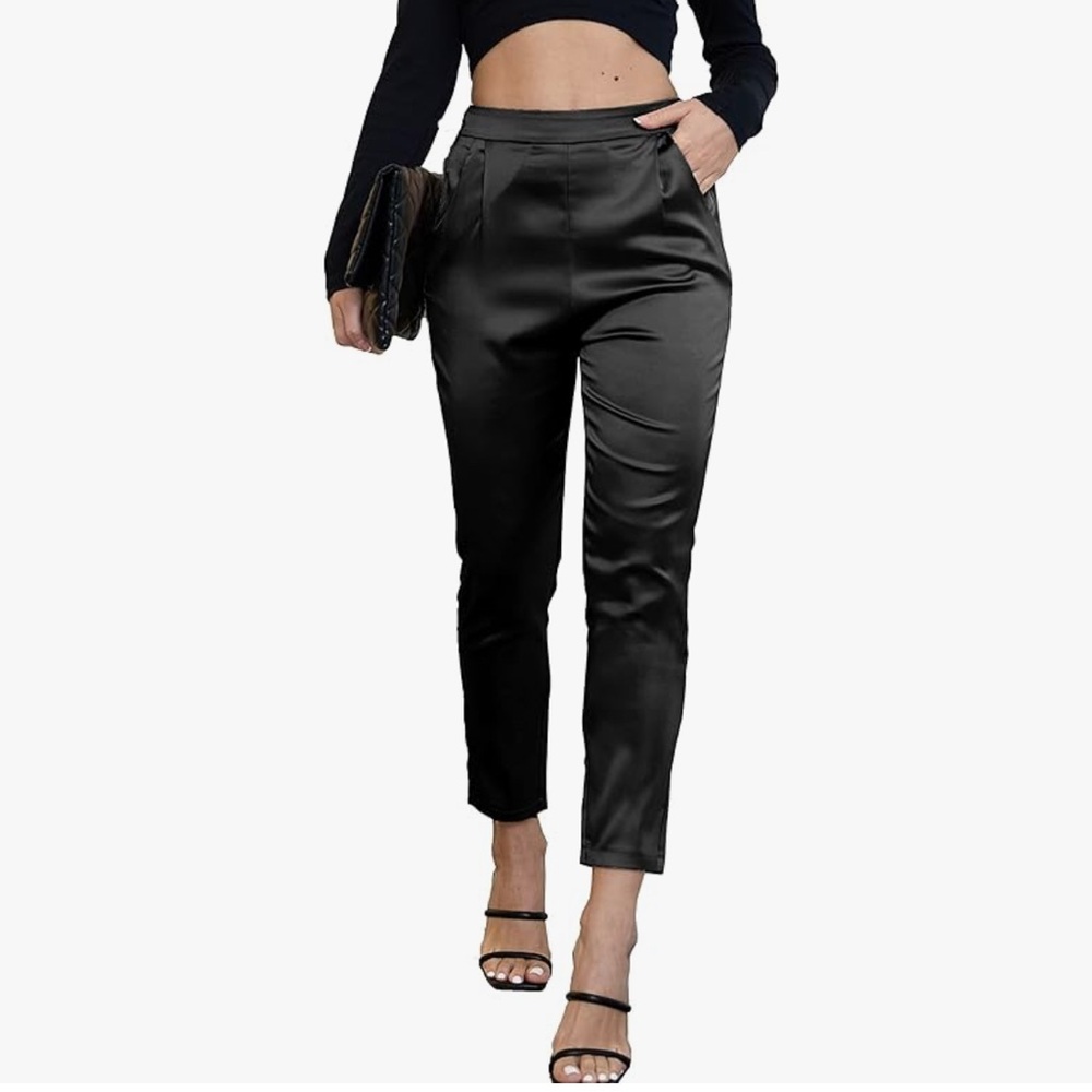 Elegant Black Women's Satin Pants